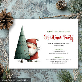 Convites Modern Funny Santa Red Green Christmas Invitation