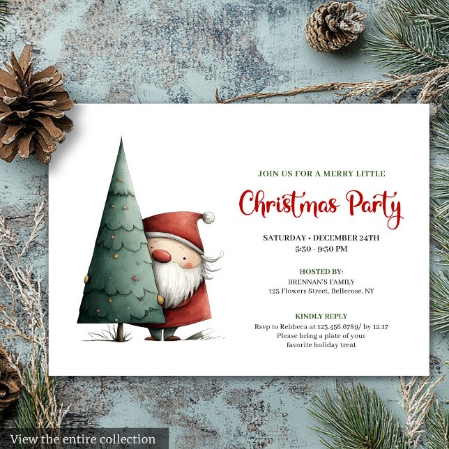 Convites Modern Funny Santa Red Green Christmas Invitation (Modern Funny Santa Red Green Christmas Invitation)