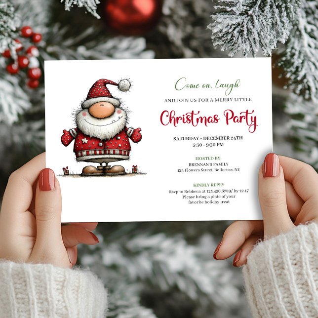 Convites Modern Funny Santa Watercolor Party Celebration (Modern Funny Santa Watercolor Party Celebration)