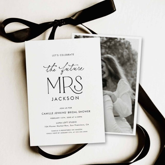 Convites Modern Future Mrs Bridal Shower Photo Invitation  (Modern Minimalist Future Bridal Shower Invitation)