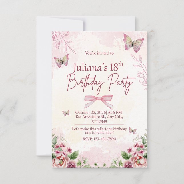 Convites Modern Geometric 18th Birthday Party Invitation (Frente)