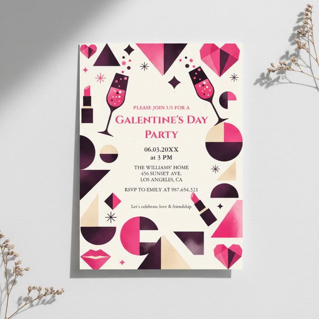 Convites Modern Geometric Galentine's Invitation (Criador carregado)