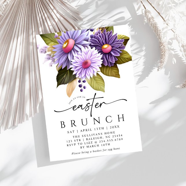 Convites Modern Gerbera Lilac Floral Páscoa Brunch (Criador carregado)