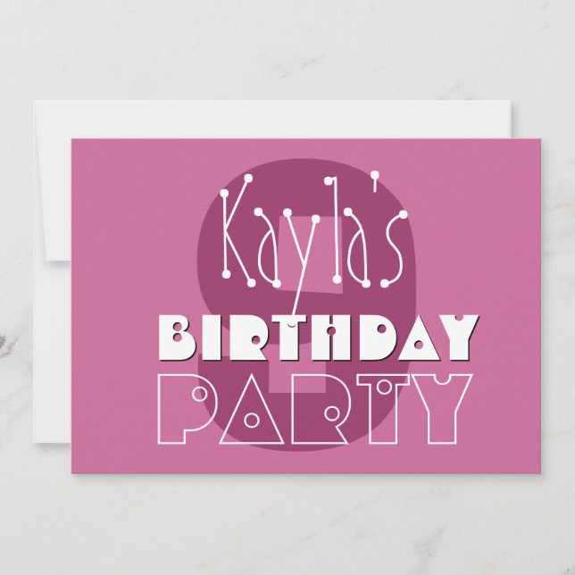 Convites Modern Girls 9º Aniversário Estrelas Rosa Ver 002  (Frente)