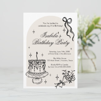 Convites Modern girly doodle Birthday Invitation