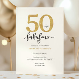 Convites Modern Gold 50 Fabulous Birthday