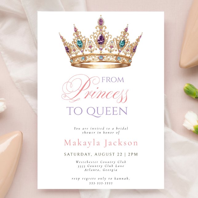 Convites Modern Gold Crown Elegant Bridal Shower Invitation (Criador carregado)