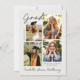 Convites Modern Grad Announcement  With Multiple Photos