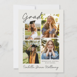 Convites Modern Grad Announcement  With Multiple Photos