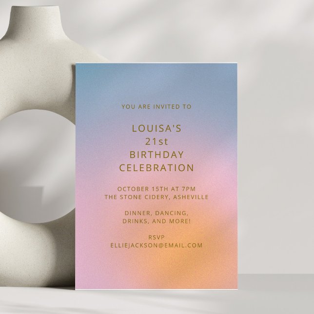 Convites Modern Gradient Pastel 21st Birthday Celebration (Criador carregado)