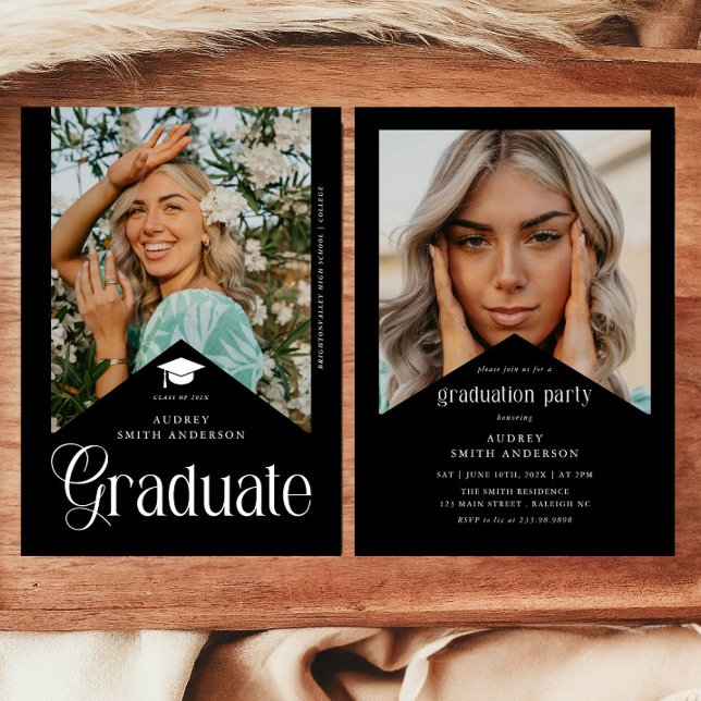Convites Modern Graduate Photo Graduation Party Ribbon (Criador carregado)