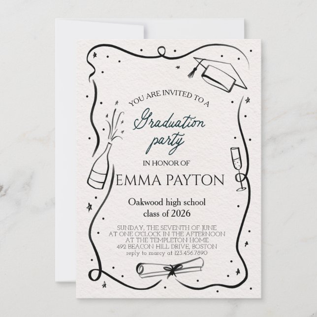 Convites Modern Graduation Celebration  (Frente)