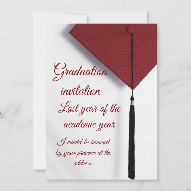 Convites Modern Graduation Invitation with Graduation Cap (Frente)