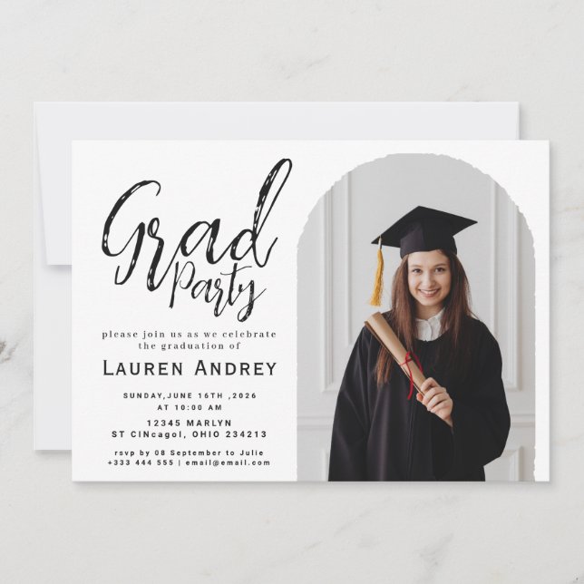 Convites Modern Graduation Party Invitation (Frente)