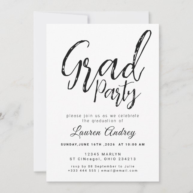 Convites Modern Graduation Party Invitation (Frente)