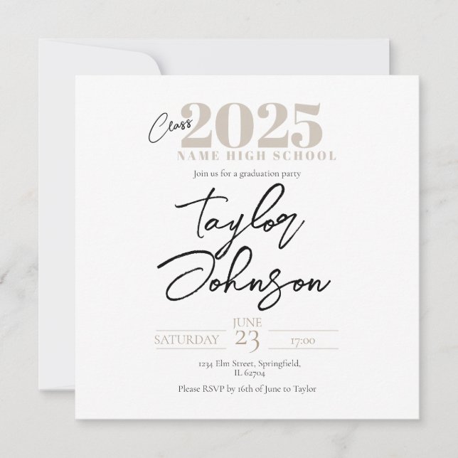 Convites Modern Graduation Party Invitation  (Frente)