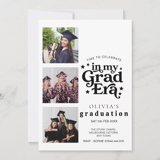 Convites Modern Graduation Party Invitation with Photos (Frente)