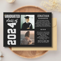 Modern Graduation Party with 2 Photos in Black