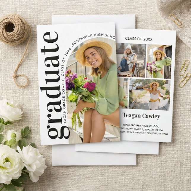 Convites Modern Graduation Photo Collage Invitation (Criador carregado)