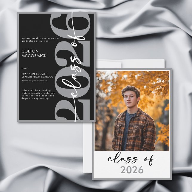 Convites Modern Gray Typography Graduation Announcement (Modern Gray Typography Graduation Announcement)