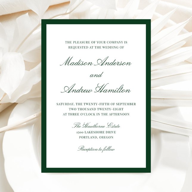 Convites Modern Green Border Wedding (Criador carregado)