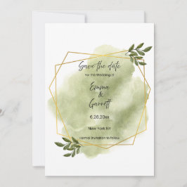 Convites Modern Green Leaf Save the Date