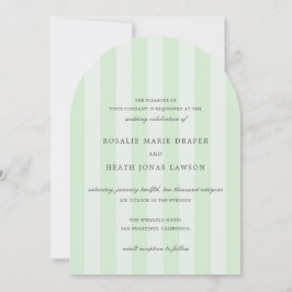 Convites Modern Green Stripes Elegant Wedding