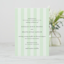 Convites Modern Green Stripes Elegant Wedding