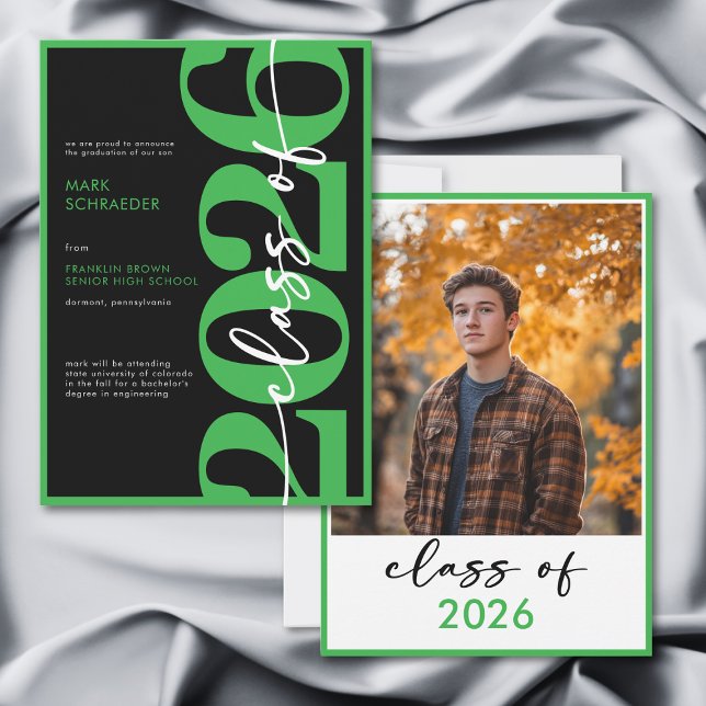 Convites Modern Green Typography Graduation Announcement (Modern Green Typography Graduation Announcement)