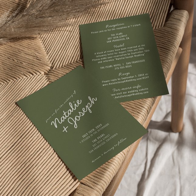 Convites Modern Green Whimsical Summer All In One Wedding (Criador carregado)