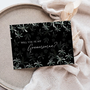 Convites Modern Greenery Black Wedding Groomsman Proposal