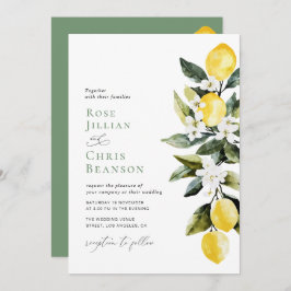 Convites Modern Greenery Lemon Floral Weddim