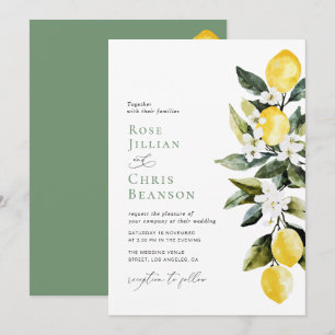 Convites Modern Greenery Lemon Floral Weddim