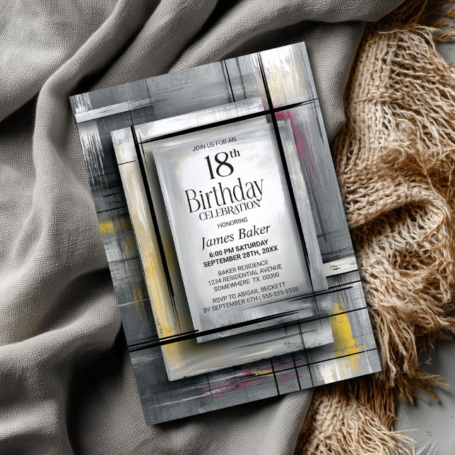 Convites Modern Grey 18th Birthday Party (Criador carregado)