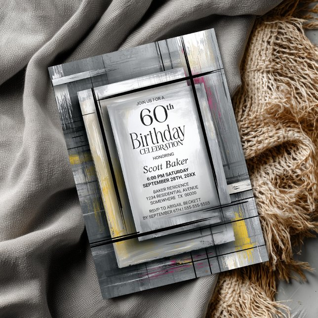 Convites Modern Grey 60th Birthday Party (Criador carregado)