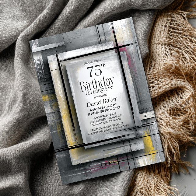 Convites Modern Grey 75th Birthday Party (Criador carregado)