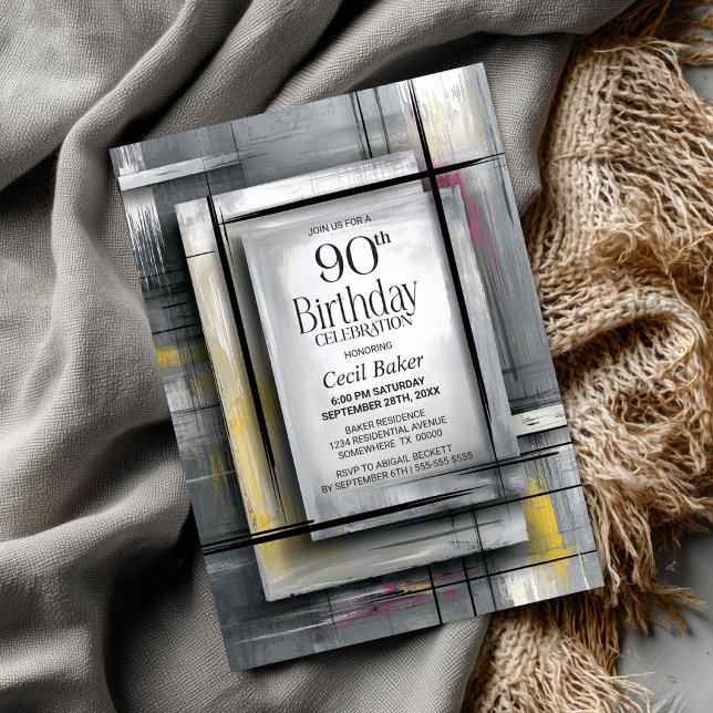 Convites Modern Grey 90th Birthday Party (Criador carregado)