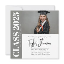 Modern grey Graduation Party Invitation With photo