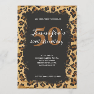 Convites Modern Grunge Leopard Safari 50º Aniversário