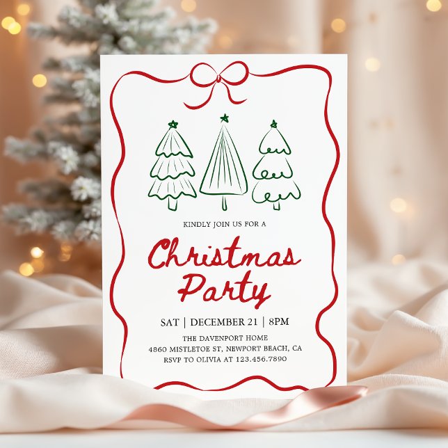 Convites Modern Hand Drawn Christmas Tree Holiday Party (Criador carregado)