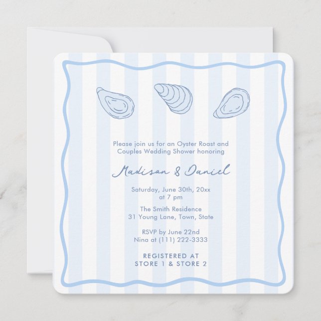 Convites Modern Handwritten Oyster Roast Coed Bridal Shower (Frente)
