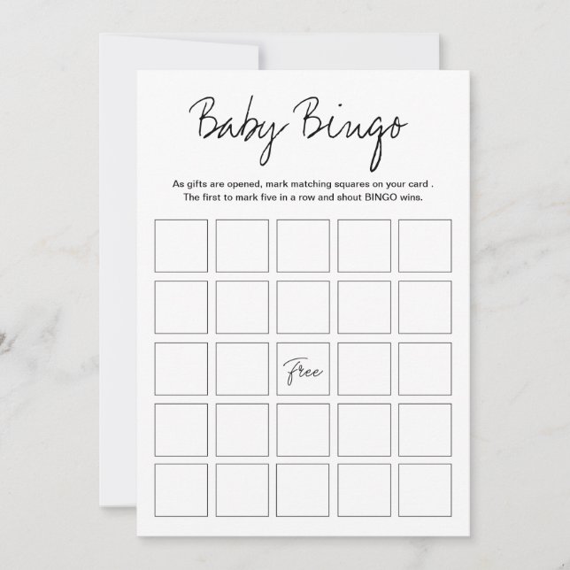 Convites Modern Harlow Baby Shower Bingo Printable Game (Frente)