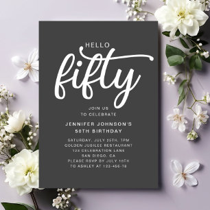 Convites Modern Hello 50th Birthday