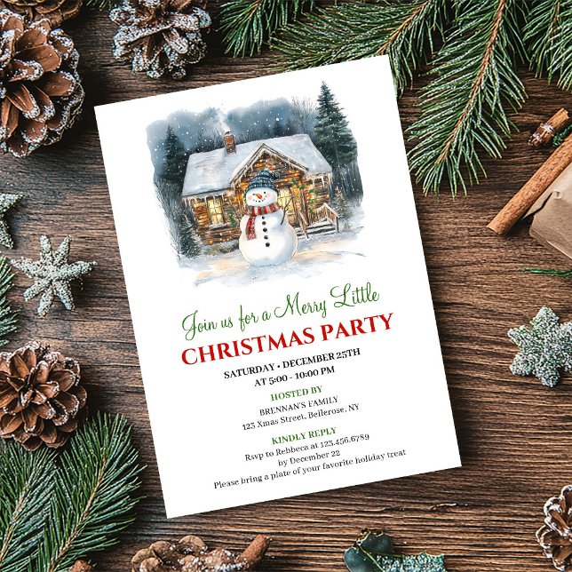 Convites Modern Holiday Scene Watercolor Christmas Invite (Modern Holiday Scene Watercolor Christmas Invite)