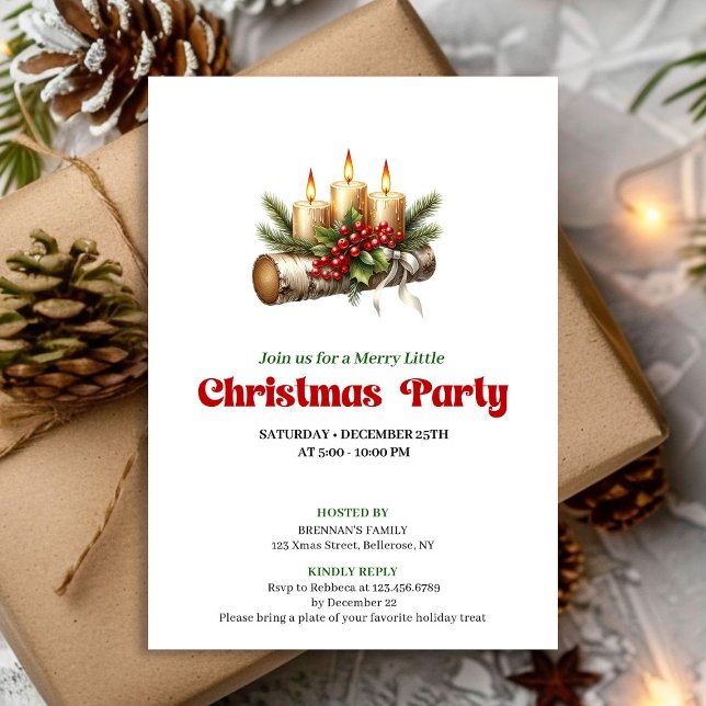 Convites Modern Holly Berries Christmas Decoration Invite (Modern Holly Berries Christmas Decoration Invite)