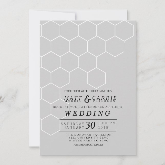 Convites Modern Honeycomb Wedding (Frente)