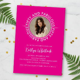 Convites Modern Hot Pink 50 and Fabulous 50th Birthday