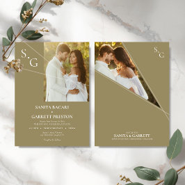 Convites Modern Intersecting Lines Photo Wedding Invitation