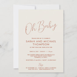 Convites Modern ivory Baby Shower Elegant Script