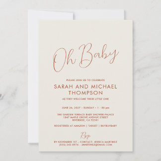 Convites Modern ivory Baby Shower Elegant Script